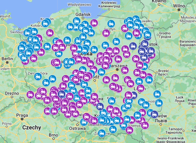 Mapa protestów rolników